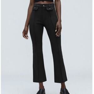 Everlane Pants Womens 6 The Work It Pant Ponte Knit Crop Flare‎ Black Belted
